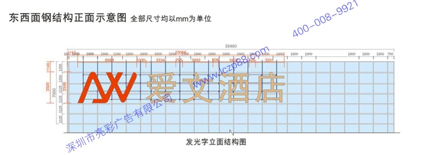 爱文酒店发光字尺寸图